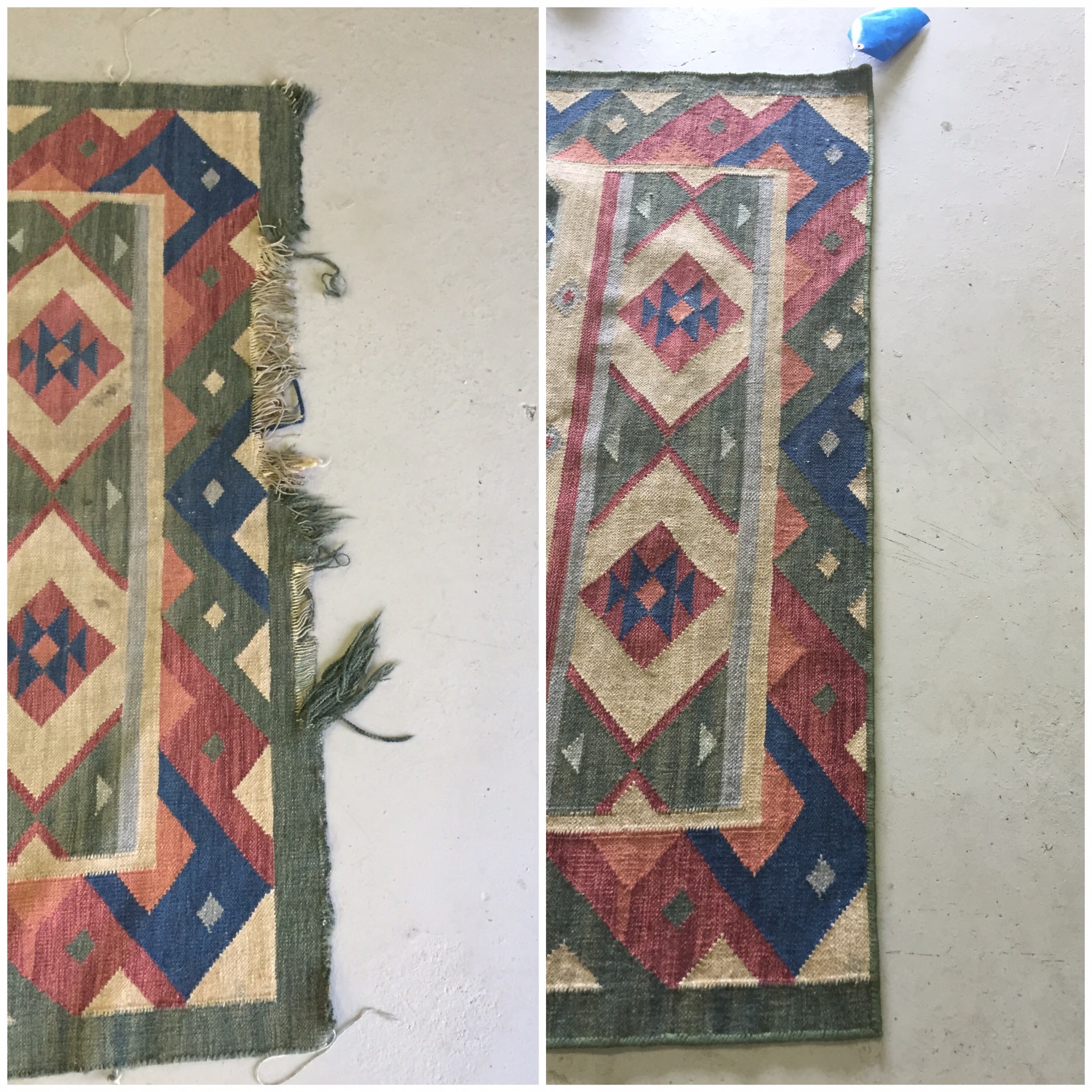 Dhurrie rug end repair