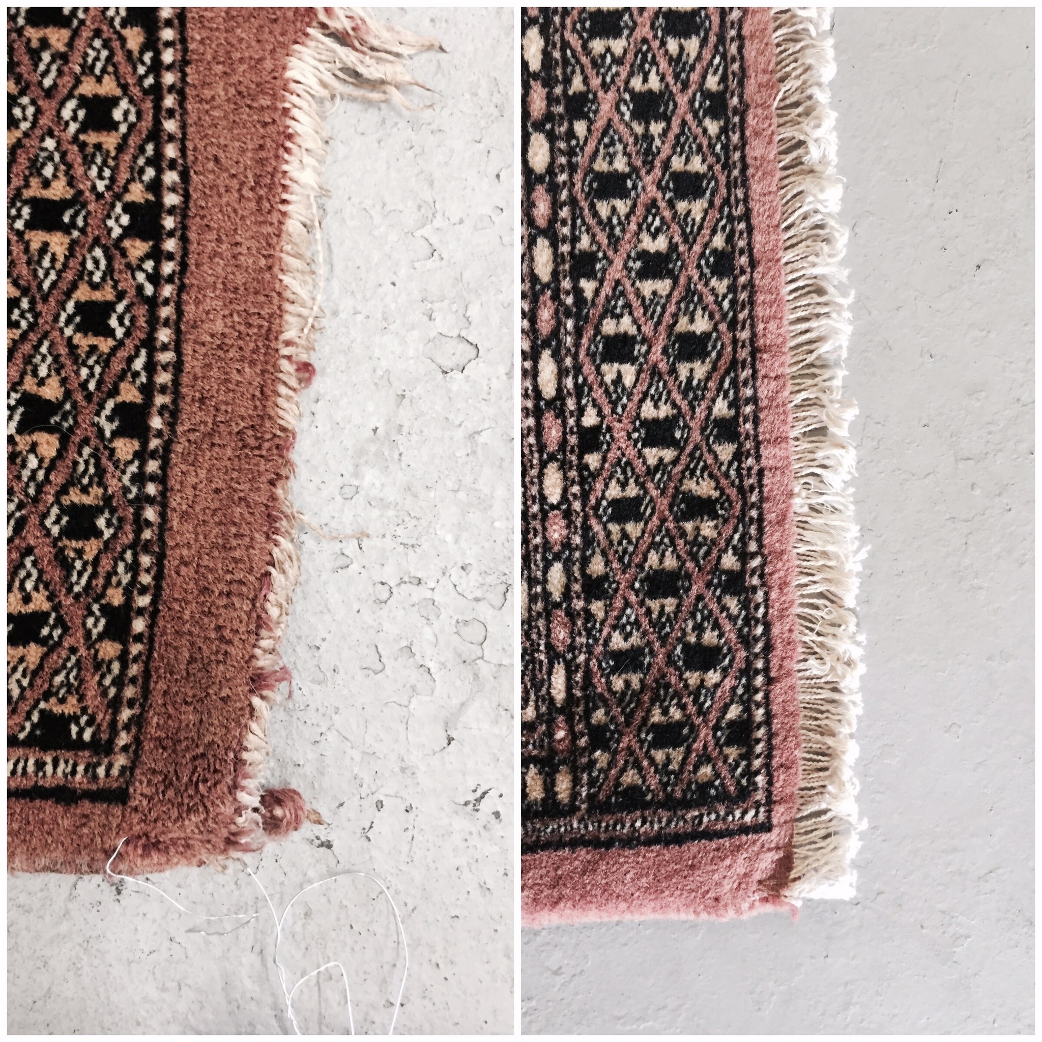 Bokhara rug fringe repair