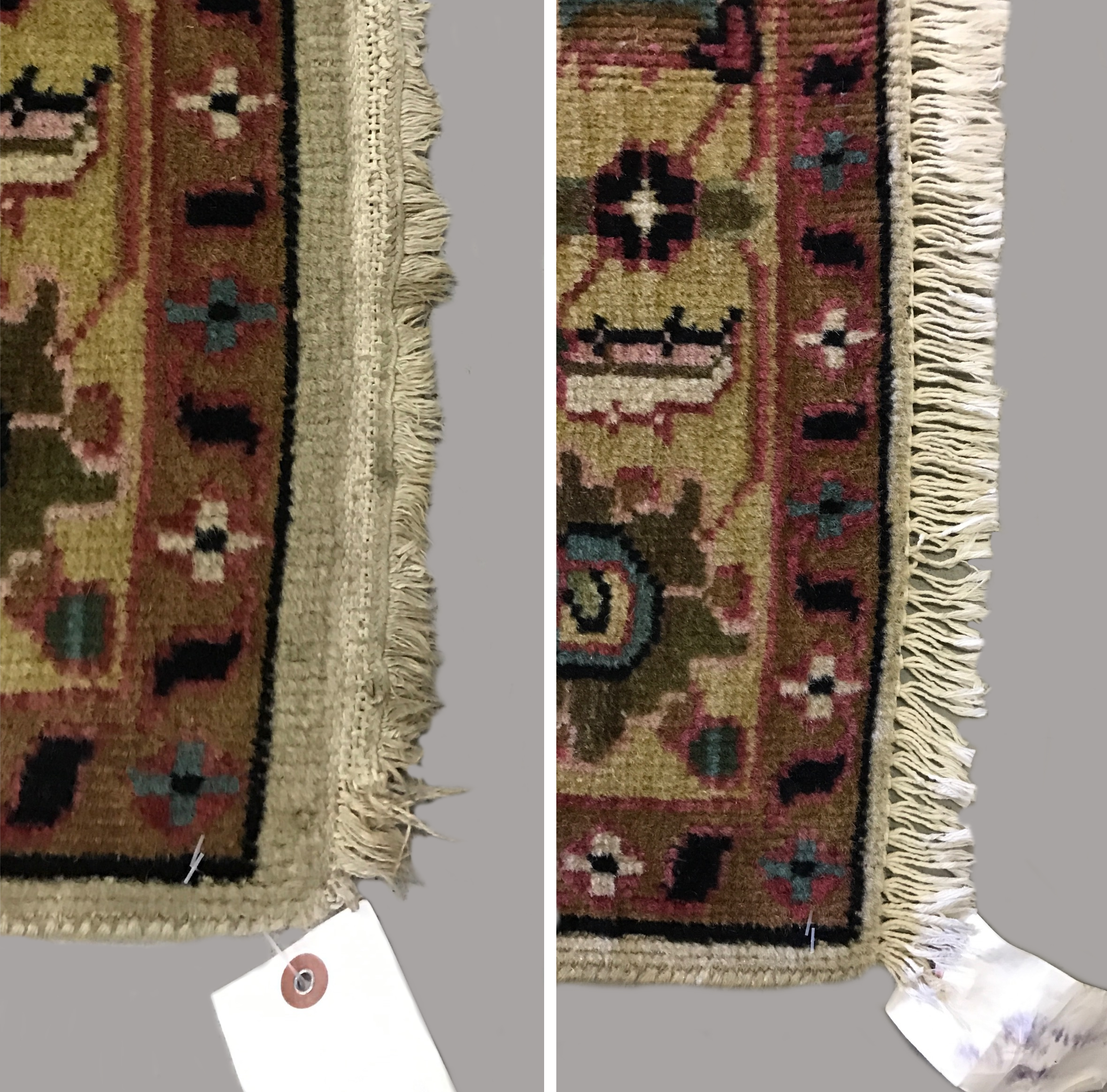 Oriental rug fringe repair