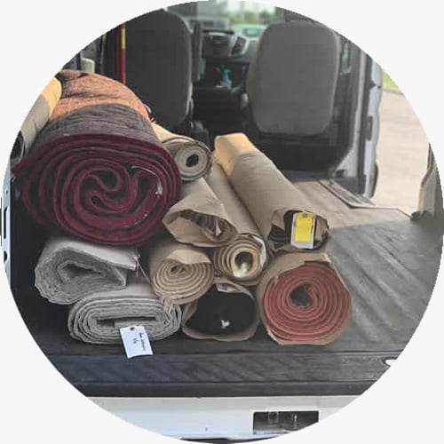 rugs in delivery van