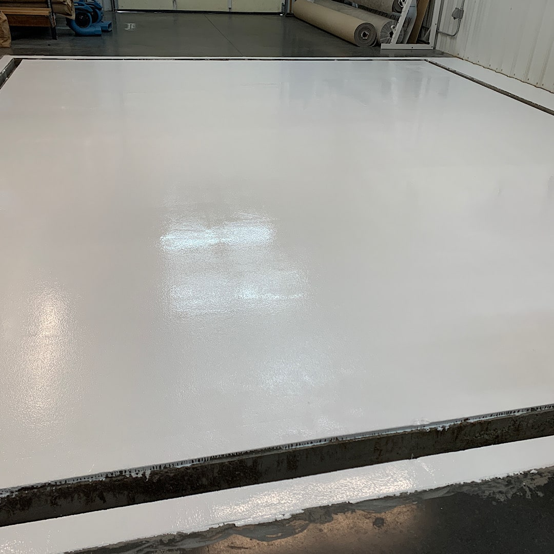 White epoxy rug washing floor